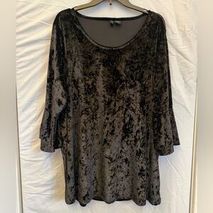 2X Cynthia Rowley Black Crushed Velvet Scoop Neck Top